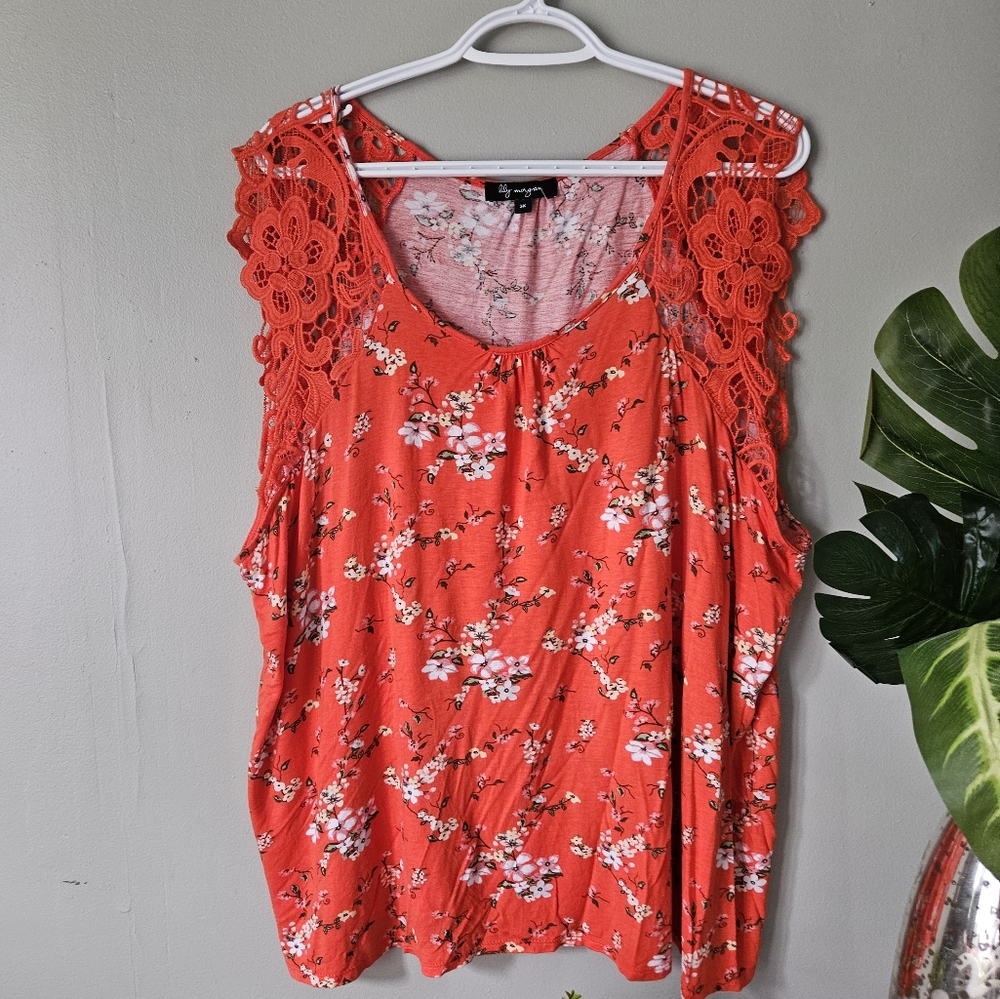 Elegant Red Floral Lace Blouse